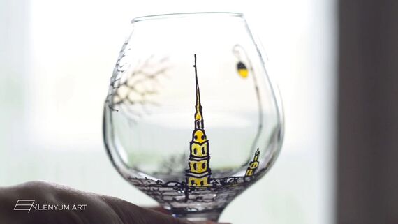 Рисую Питер на бокале